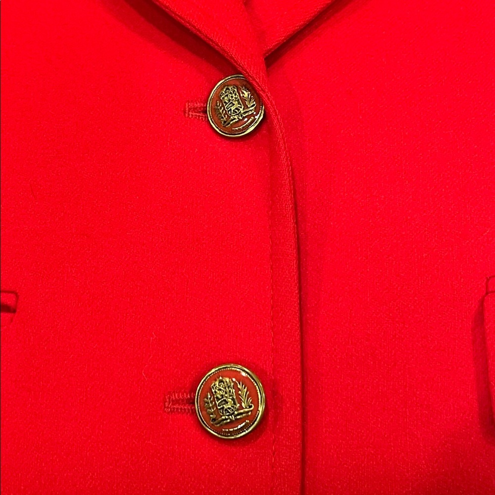 Vintage Pendleton Woolen Mills Red Blazer Jacket Size 12 Crested Military Button - Picture 4 of 8